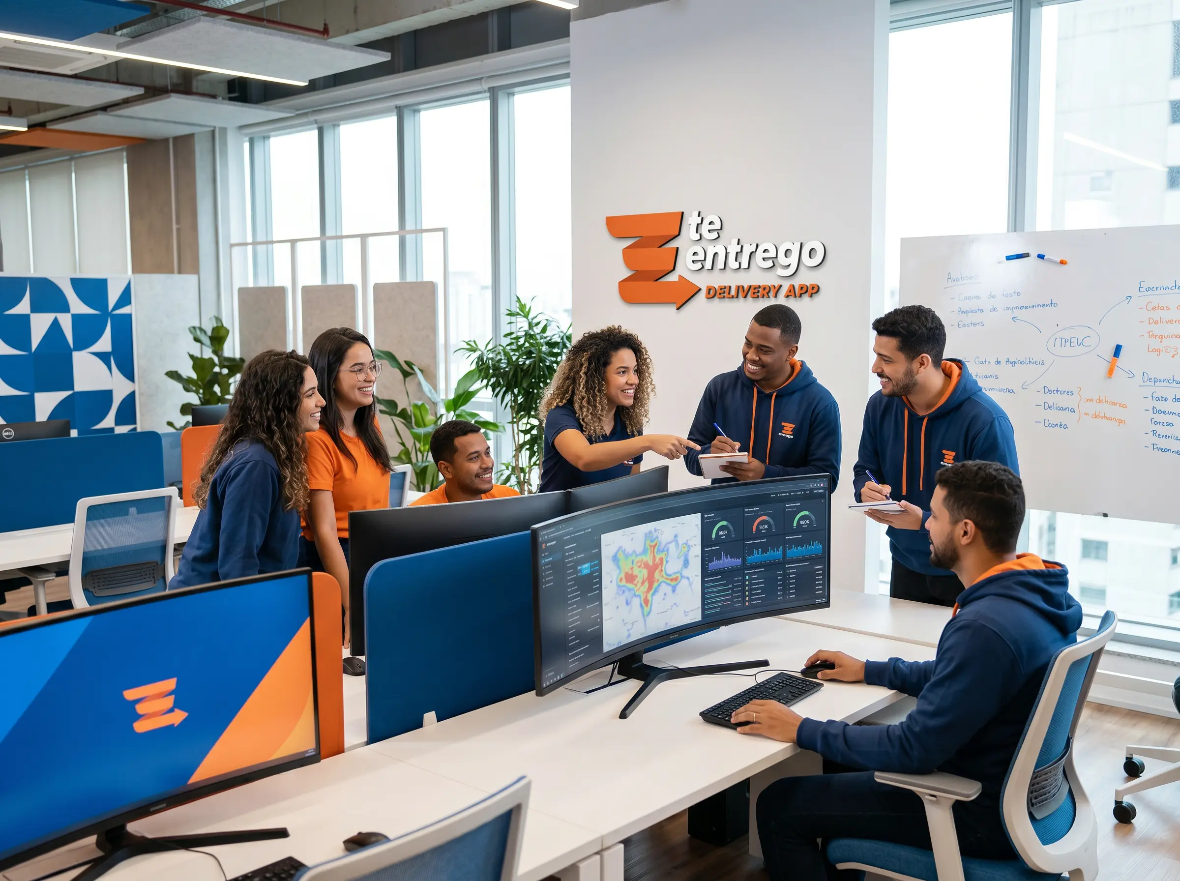 Equipe da Te Entrego no escritório